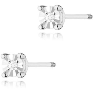 Inny producent Złote kolczyki Diament 2 x 0,01ct białe złoto sztyft zakręcany pr. 585 Inny producent Złote kolczyki Diament 2 x 0,01ct białe złoto sztyft zakręcany pr. 585