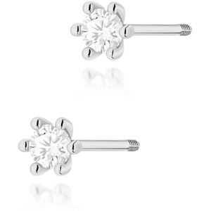 Inny producent Złote kolczyki Diament 2 x 0,08ct białe złoto sztyft zakręcany pr. 585 Inny producent Złote kolczyki Diament 2 x 0,08ct białe złoto sztyft zakręcany pr. 585