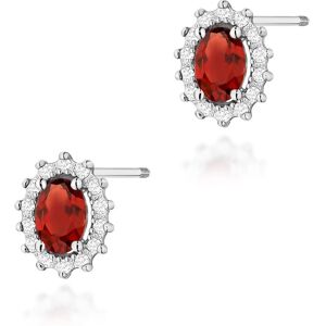 Inny producent Złote kolczyki Granat 2 x 0,50ct białe złoto sztyft zakręcany pr. 585 Inny producent Złote kolczyki Granat 2 x 0,50ct białe złoto sztyft zakręcany pr. 585