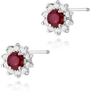Inny producent Złote kolczyki Rubin 2 x 0,15ct białe złoto sztyft zakręcany pr. 585 Inny producent Złote kolczyki Rubin 2 x 0,15ct białe złoto sztyft zakręcany pr. 585