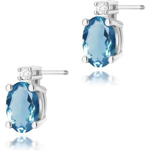 Inny producent Złote kolczyki Topaz London Blue 2 x 0,50ct białe złoto sztyft zakręcany pr. 585 Inny producent Złote kolczyki Topaz London Blue 2 x 0,50ct białe złoto sztyft zakręcany pr. 585