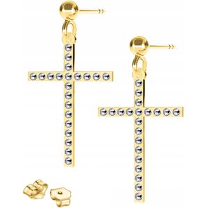LAREZO Złote Kolczyki z Krzyżem Krzyżykiem Krzyże Krzyżyki Cross SREBRO 925 LAREZO Złote Kolczyki z Krzyżem Krzyżykiem Krzyże Krzyżyki Cross SREBRO 925