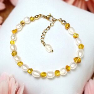 Inny producent Złoty Blask Amulet Bransoletka ochrona i dobrobyt Bursztyn i Perła Inny producent Złoty Blask Amulet Bransoletka ochrona i dobrobyt Bursztyn i Perła