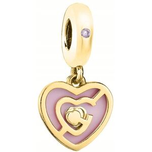 LAREZO Złoty Charms Wiszący Serce Serduszko Różowa Emalia Heart SREBRO 925 LAREZO Złoty Charms Wiszący Serce Serduszko Różowa Emalia Heart SREBRO 925