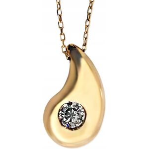 Lovrin Złoty naszyjnik 585 elegancka gładka kropla z dużą białą cyrkonią prezent Lovrin Złoty naszyjnik 585 elegancka gładka kropla z dużą białą cyrkonią prezent