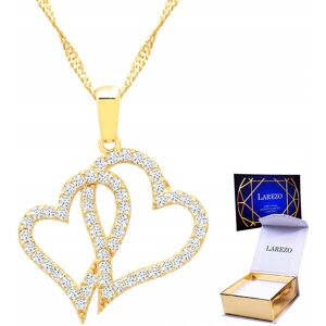LAREZO Złoty Naszyjnik 925 Podwójne Złote Serce Love Dwa Serca z Cyrkoniami Hearts LAREZO Złoty Naszyjnik 925 Podwójne Złote Serce Love Dwa Serca z Cyrkoniami Hearts