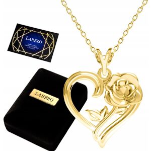 LAREZO Złoty Naszyjnik 925 Serce z Pozłacaną Różą Serduszko Kwiat Love Złota Róża LAREZO Złoty Naszyjnik 925 Serce z Pozłacaną Różą Serduszko Kwiat Love Złota Róża