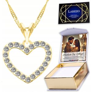 LAREZO Złoty Naszyjnik 925 z Sercem Cyrkonie Serduszko Heart Serce Love + NADRUK LAREZO Złoty Naszyjnik 925 z Sercem Cyrkonie Serduszko Heart Serce Love + NADRUK