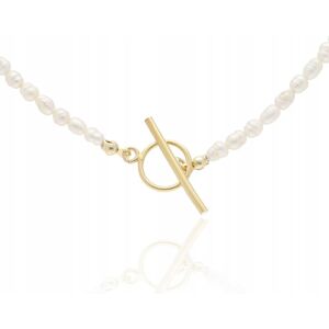 Inny producent Złoty naszyjnik choker PERŁY NATURALNE SREBRO 925 KAMIEŃ NATURALNY Inny producent Złoty naszyjnik choker PERŁY NATURALNE SREBRO 925 KAMIEŃ NATURALNY