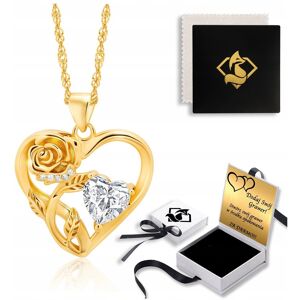 FoxyJewellery Złoty Naszyjnik dla Kobiety SREBRO ZŁOCONE 925 Róża Serce na Prezent 50cm FoxyJewellery Złoty Naszyjnik dla Kobiety SREBRO ZŁOCONE 925 Róża Serce na Prezent 50cm