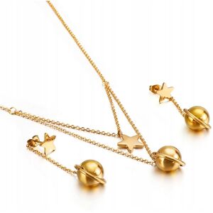 Trusky Złoty NASZYJNIK i KOLCZYKI 18k Stal Galaktyka Trusky Złoty NASZYJNIK i KOLCZYKI 18k Stal Galaktyka