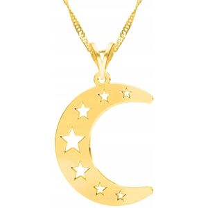 LAREZO Złoty Naszyjnik Moon z Księżycem Kosmos Gwiazda Noc Księżyc SREBRO 925 LAREZO Złoty Naszyjnik Moon z Księżycem Kosmos Gwiazda Noc Księżyc SREBRO 925