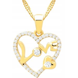 LAREZO Złoty Naszyjnik z Sercem Love Serce Serduszko Miłość Love Heart SREBRO 925 LAREZO Złoty Naszyjnik z Sercem Love Serce Serduszko Miłość Love Heart SREBRO 925