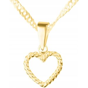 LAREZO Złoty Naszyjnik z Sercem Serduszkiem Ozdobne Serce Heart Love SREBRO 925 LAREZO Złoty Naszyjnik z Sercem Serduszkiem Ozdobne Serce Heart Love SREBRO 925