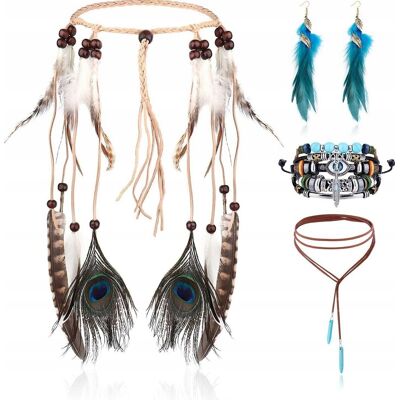 Inny producent BIŻUTERII ZESTAW BOHO 4 SZTUKI KOBIECA NASZYJNIK KOLCZYKI BRANSOLETKA Inny producent BIŻUTERII ZESTAW BOHO 4 SZTUKI KOBIECA NASZYJNIK KOLCZYKI BRANSOLETKA