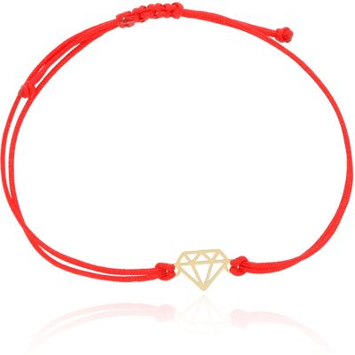 Jubiler Monika Bransoletka czerwony sznurek ze złotym diamentem pr.585 Jubiler Monika Bransoletka czerwony sznurek ze złotym diamentem pr.585