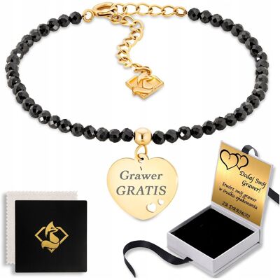 FoxyJewellery Bransoletka Damska z Grawerem z Kamieni Naturalnych Prezent dla FoxyJewellery Bransoletka Damska z Grawerem z Kamieni Naturalnych Prezent dla