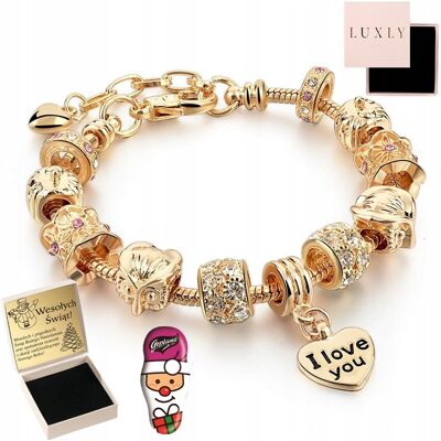 LUXLY Bransoletka Damska Złota Modułowa Do Charms 585 Grawer Regulowana LUXLY Bransoletka Damska Złota Modułowa Do Charms 585 Grawer Regulowana
