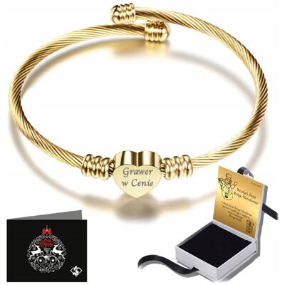 FoxyJewellery Bransoletka Damska Złota z Sercem Charm 585 Grawer Dla Mamy Dziewczyny Żony FoxyJewellery Bransoletka Damska Złota z Sercem Charm 585 Grawer Dla Mamy Dziewczyny Żony