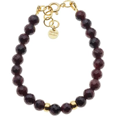 Skorulski Jewellery Bransoletka - Granat fasetowany kulki i srebro złocone Skorulski Jewellery Bransoletka - Granat fasetowany kulki i srebro złocone