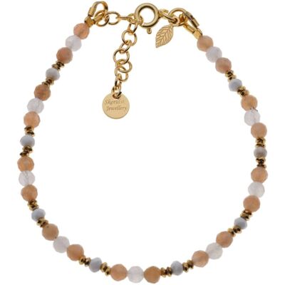 Skorulski Jewellery Bransoletka - Kamień Księżycowy, Słoneczny, Howlit, Hematyt i srebro złocone Skorulski Jewellery Bransoletka - Kamień Księżycowy, Słoneczny, Howlit, Hematyt i srebro złocone