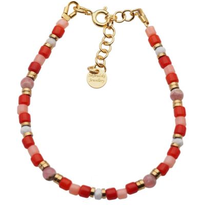 Skorulski Jewellery Bransoletka - Koral, Rodochrozyt, Howlit, Hematyt i srebro złocone Skorulski Jewellery Bransoletka - Koral, Rodochrozyt, Howlit, Hematyt i srebro złocone