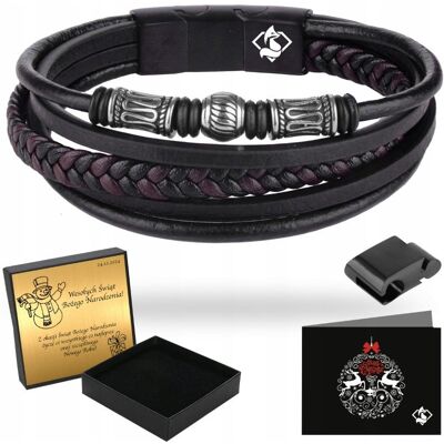 FoxyJewellery Bransoletka Męska Pleciona Skórzana Regulowana Dla Taty Męża Na Prezent FoxyJewellery Bransoletka Męska Pleciona Skórzana Regulowana Dla Taty Męża Na Prezent
