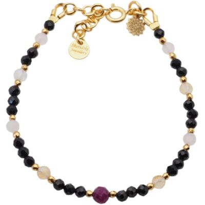 Skorulski Jewellery Bransoletka mix - Turmalin, cytryn, kwarc różowy, rubin i srebro złocone Skorulski Jewellery Bransoletka mix - Turmalin, cytryn, kwarc różowy, rubin i srebro złocone