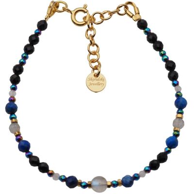 Skorulski Jewellery Bransoletka mix - Turmalin, Lapis Lazuli, Labradoryt, hematyt i srebro złocone Skorulski Jewellery Bransoletka mix - Turmalin, Lapis Lazuli, Labradoryt, hematyt i srebro złocone