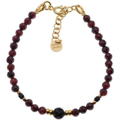 Skorulski Jewellery Bransoletka regulowana - Granat, Turmalin czarny, Hematyt i srebro złocone Skorulski Jewellery Bransoletka regulowana - Granat, Turmalin czarny, Hematyt i srebro złocone