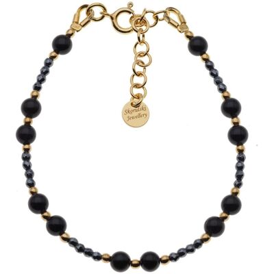 Skorulski Jewellery Bransoletka regulowana - Turmalin czarny, Hematyt i srebro złocone Skorulski Jewellery Bransoletka regulowana - Turmalin czarny, Hematyt i srebro złocone