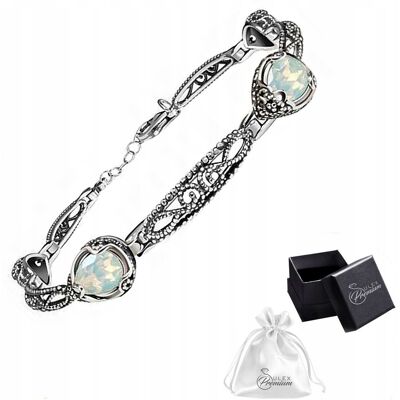 ulex premium Bransoletka srebrna pr. 925 Elegancka Biały Kryształ White Opal dla Niej ulex premium Bransoletka srebrna pr. 925 Elegancka Biały Kryształ White Opal dla Niej