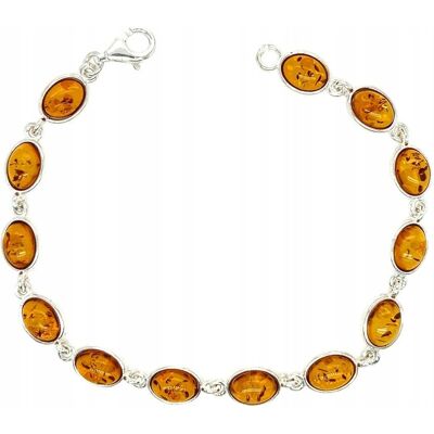 Ambermark Bransoletka srebrna z bursztynem bałtyckim srebro 925 elegancka KONIAKOWY Ambermark Bransoletka srebrna z bursztynem bałtyckim srebro 925 elegancka KONIAKOWY