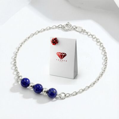 Bransoletka Srebrna z Lapis Lazuli – Jasne Srebro 925, JASZCZ ART Bransoletka Srebrna z Lapis Lazuli – Jasne Srebro 925, JASZCZ ART