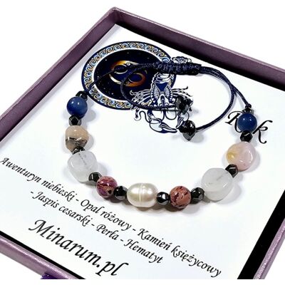 Inny producent Bransoletka znak zodiaku Rak Perła Awenturyn Opal bransoletka z kamieni naturalnych Inny producent Bransoletka znak zodiaku Rak Perła Awenturyn Opal bransoletka z kamieni naturalnych