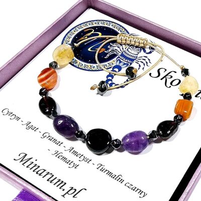 Inny producent Bransoletka znak zodiaku Skorpion Turmalin Granat Cytryn bransoletka z kamieni naturalnych Inny producent Bransoletka znak zodiaku Skorpion Turmalin Granat Cytryn bransoletka z kamieni naturalnych