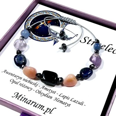 Inny producent Bransoletka znak zodiaku Strzelec Obsydian Lapis Lazuli Opal bransoletka z kamieni naturalnych Inny producent Bransoletka znak zodiaku Strzelec Obsydian Lapis Lazuli Opal bransoletka z kamieni naturalnych