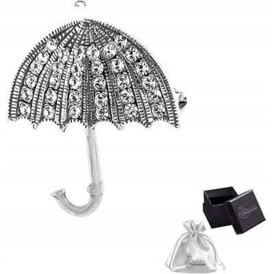 ulex premium Broszka srebro pr. 925 Elegancka Brosza PARASOLKA z Kamieniami na Prezent ulex premium Broszka srebro pr. 925 Elegancka Brosza PARASOLKA z Kamieniami na Prezent
