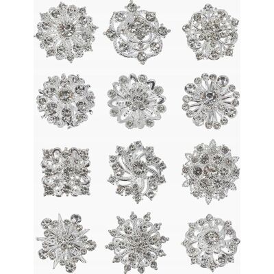 Inny producent BROSZKI 12 SZTUK SREBRNE DAMSKIE KWIATY KRYSZTAŁY OZDOBNE ELEGANCKIE SPINKI Inny producent BROSZKI 12 SZTUK SREBRNE DAMSKIE KWIATY KRYSZTAŁY OZDOBNE ELEGANCKIE SPINKI