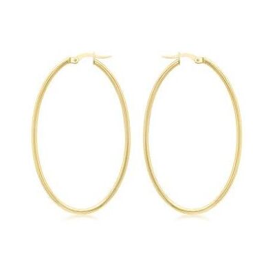 brak danych Carissima Gold 9ct Yellow Gold Slim Tube Oval Creole Earrings brak danych Carissima Gold 9ct Yellow Gold Slim Tube Oval Creole Earrings