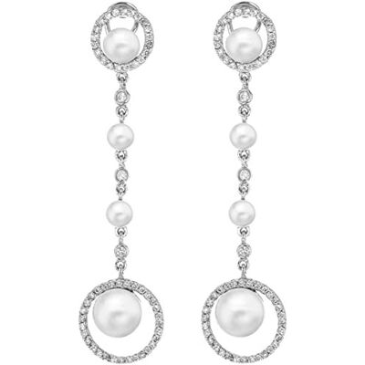 brak danych Carissima Gold Women's 18 ct White Gold with 0.60 ct Diamond White Pearl Drop Earrings brak danych Carissima Gold Women's 18 ct White Gold with 0.60 ct Diamond White Pearl Drop Earrings