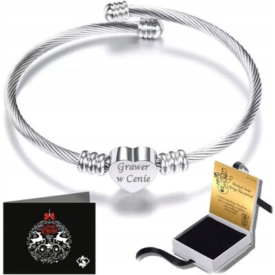 FoxyJewellery Damska Bransoletka Srebro 925 Serce Charm GRAWER Dla niej Na Prezent FoxyJewellery Damska Bransoletka Srebro 925 Serce Charm GRAWER Dla niej Na Prezent