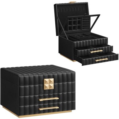 songmics Elegancka czarno-złota szkatułka na biżuterię 2 szuflady songmics Elegancka czarno-złota szkatułka na biżuterię 2 szuflady