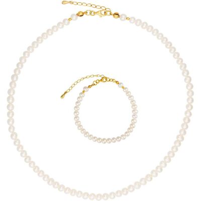ENAYA ADA GOLD Komplet naszyjnik bransoletka małe perły regulowany pozlacany - 40 + 5 cm ENAYA ADA GOLD Komplet naszyjnik bransoletka małe perły regulowany pozlacany - 40 + 5 cm