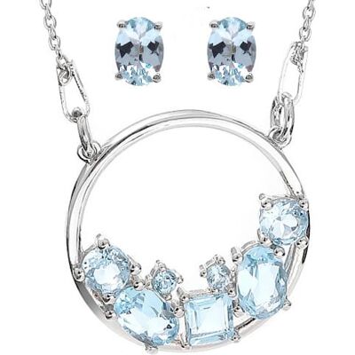 Inna producent ENAYA TARA komplet srebrnej biżuterii naszyjnik kolczyki blue topaz 4 ct. Inna producent ENAYA TARA komplet srebrnej biżuterii naszyjnik kolczyki blue topaz 4 ct.