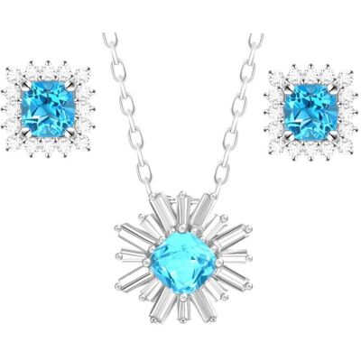 Inna producent ENAYA XARA komplet srebrnej biżuterii naszyjnik kolczyki blue topaz 4,7 ct Inna producent ENAYA XARA komplet srebrnej biżuterii naszyjnik kolczyki blue topaz 4,7 ct