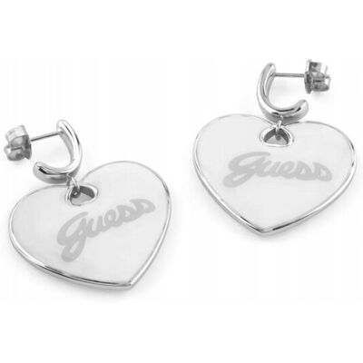 Guess Vintage srebrne kolczyki wiszące serca JUBE05150JW-RHWH Guess Vintage srebrne kolczyki wiszące serca JUBE05150JW-RHWH