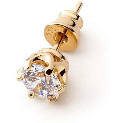 GIORRE Kolczyk męski / damski z białą cyrkonią Swarovski 6mm, srebro 925 : Srebro - kolor pokrycia - Pokrycie żółtym 18K złotem GIORRE Kolczyk męski / damski z białą cyrkonią Swarovski 6mm, srebro 925 : Srebro - kolor pokrycia - Pokrycie żółtym 18K złotem