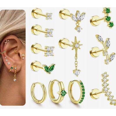 Inny producent KOLCZYKI 12 SZTUK PIERCING DO UCHA ZŁOTE SREBRNE STAL SZLACHETNA OKRĄGŁE Inny producent KOLCZYKI 12 SZTUK PIERCING DO UCHA ZŁOTE SREBRNE STAL SZLACHETNA OKRĄGŁE