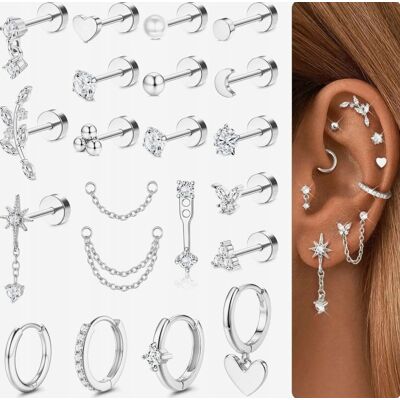 Inny producent KOLCZYKI 21 SZTUK STAL CHIRURGICZNA ZESTAW BIŻUTERIA UCHA HELIX TRAGUS Inny producent KOLCZYKI 21 SZTUK STAL CHIRURGICZNA ZESTAW BIŻUTERIA UCHA HELIX TRAGUS